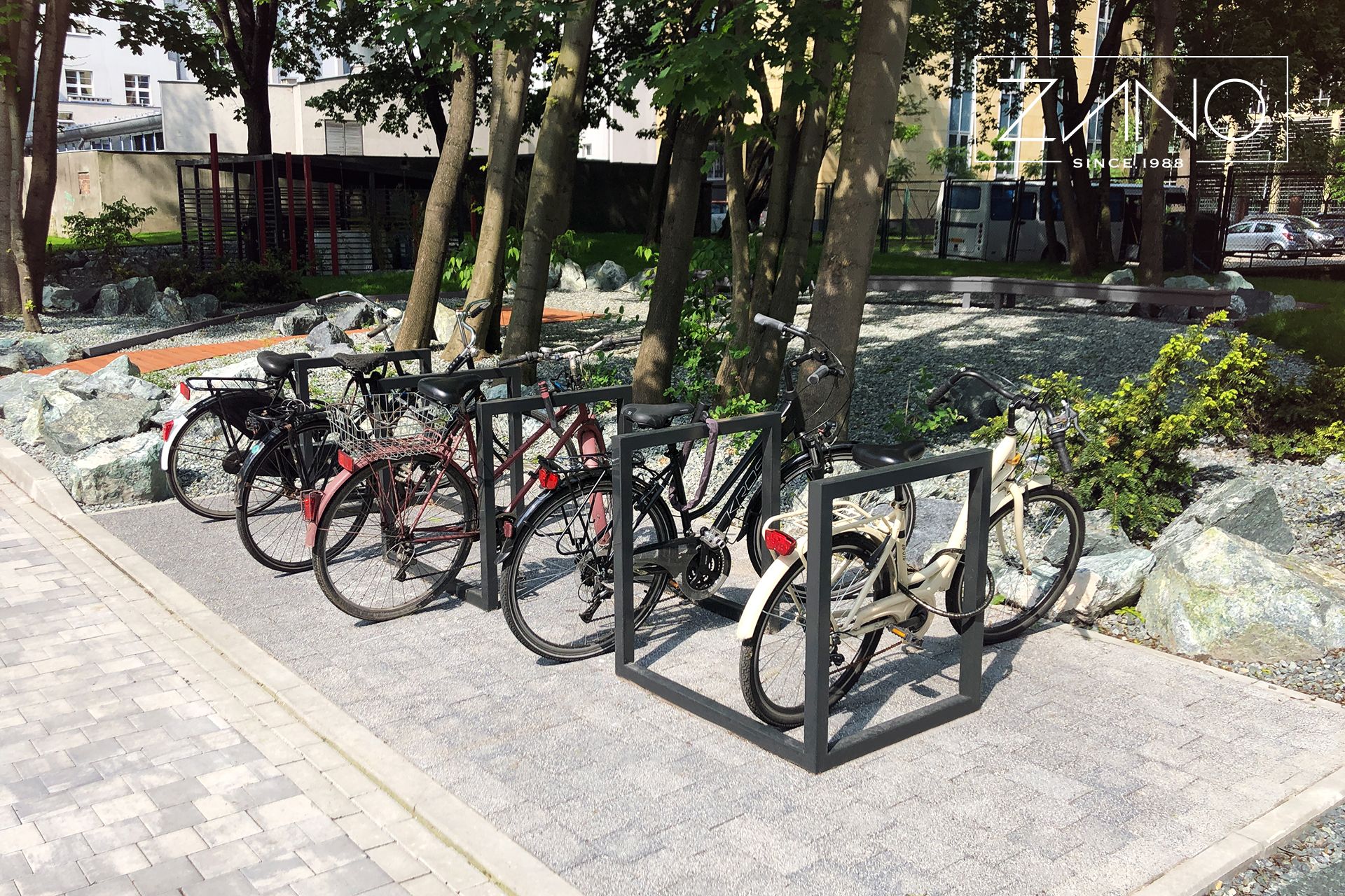 Bicycle rack made of steel painted black