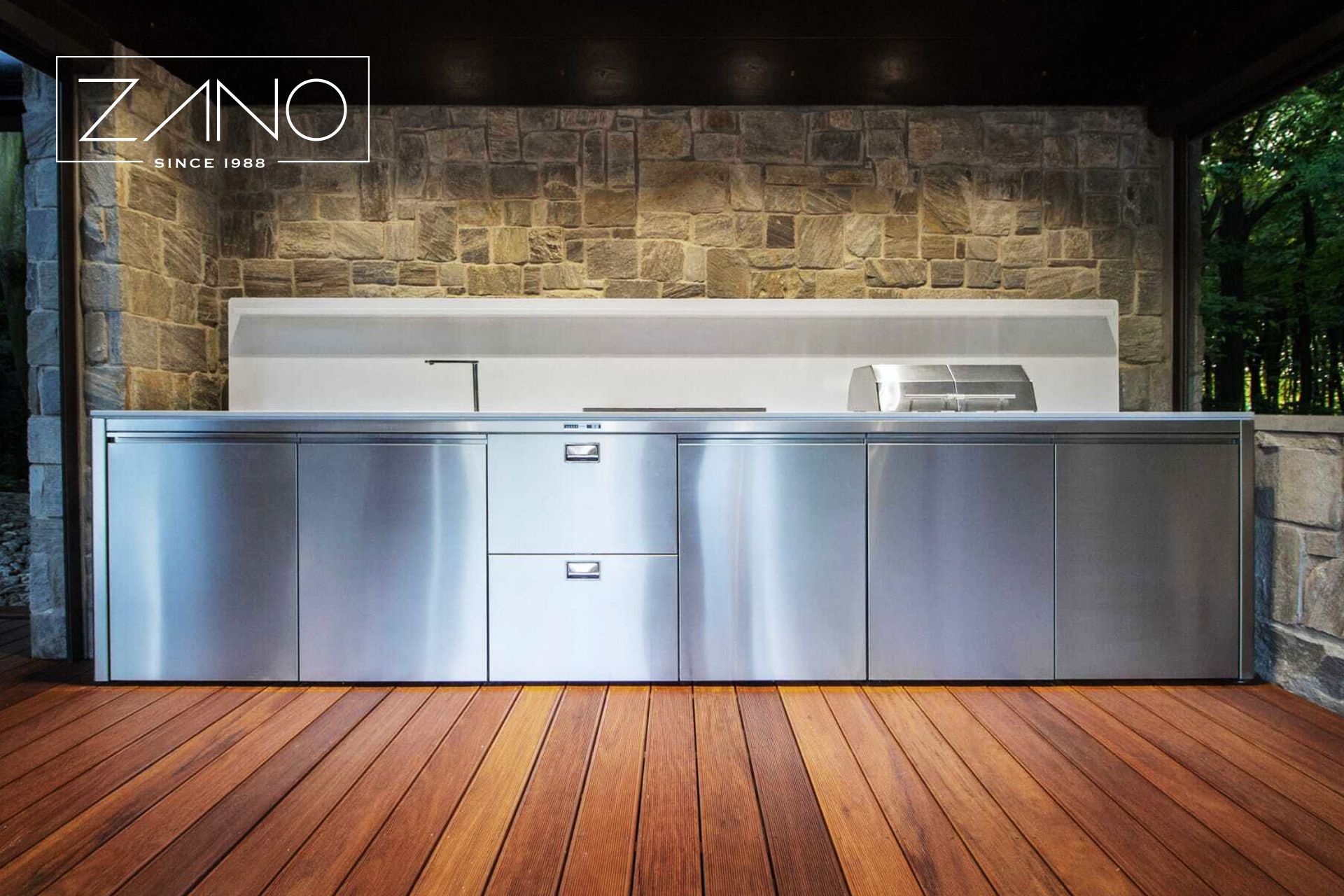 Stainless steel kitchen, garden kitchen, outdoor kitchen