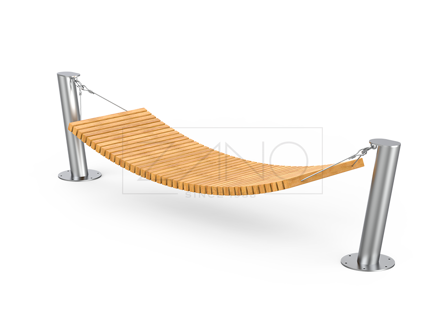 Urban city hammock Wave made of stainless steel and hardwood