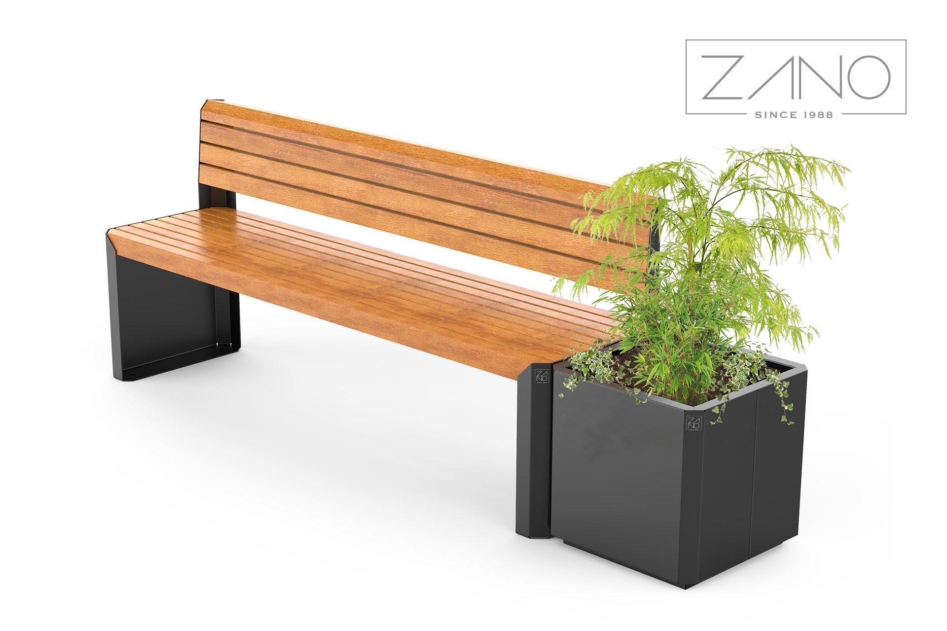 Stilo urban bench with pot
