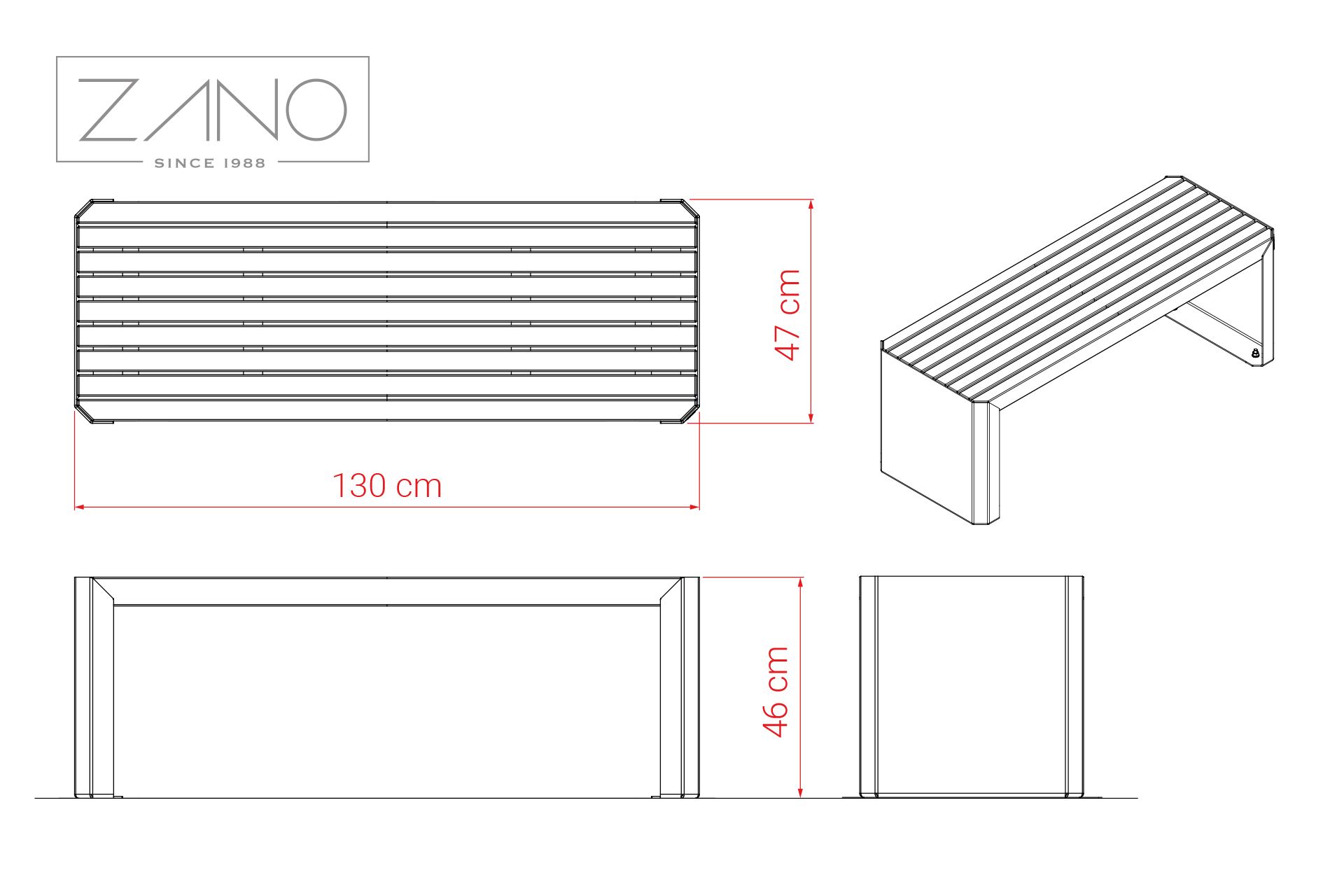 Bench Stilo 02.448.1 | dimensions